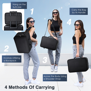 2 Layers Large Cosmetic Storage Bag Professional <b>Makeup</b> Organizer <b>Case</b> with Brush Slot Adjustable Dividers Shoulder Strap 3 Bags - Product Image 5