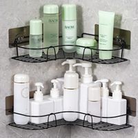 Étagère de salle de bain en fer sans poinçon en gros d'usine support triangulaire à Angle droit crochets adhésifs forts panier de rangement mural pour