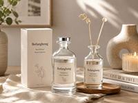 Logo personnalisable 200ml Bouteille d'aromathérapie ronde en verre de luxe Cylindre vide avec quantité minimale de commande bâton 100pcs