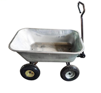 Chariot à roues robuste en acier à 4 roues pour jardin, cour, utilitaire, chariot de jardin, chariot à benne - Plateau en acier