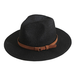 Chapeau Panama classique en paille de papier pour femme, chapeau Fedora, chapeau de soleil de plage, chapeau <span class=keywords><strong>jazz</strong></span> avec bande en cuir - Product Image 5