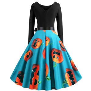 Costume Cosplay di Halloween oggetti di scena di <span class=keywords><strong>zucca</strong></span> fantasia abito <span class=keywords><strong>da</strong></span> <span class=keywords><strong>donna</strong></span> a manica lunga abito <span class=keywords><strong>da</strong></span> principessa Festival abito <span class=keywords><strong>da</strong></span> festa Vintage - Product Image 3