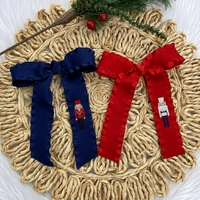 Nœud de cheveux de Noël artisanal brodé Casse-Noisette, en satin à volants, pour enfants et filles, ornement de sapin de Noël, vente en gros