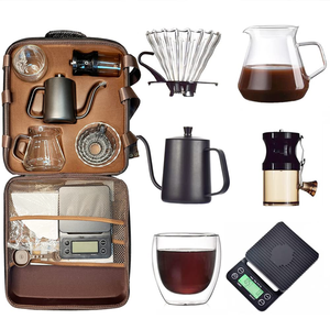 In Stock Coffee <b>Maker</b> Accessories Set Outdoor Travel Manual Grinder Coffee Drip Pot Kettle Pour Over Coffee Bag Gift Sets - Product Image 1