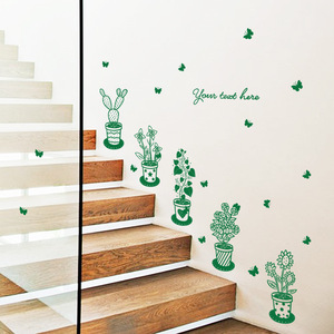 Green Cactus And Plant Potted Wall <b>Sticker</b> 45X60 Self Adhesive Waterproof PVC Home Decoration For Bedroom Living Room <b>Kitchen</b> - Product Image 1