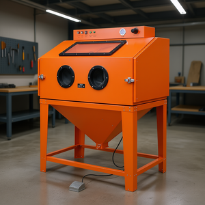 Cabina de arenado de 115 galones con tolva de acero, dos pistolas, colector de polvo de 1.6 HP para desbaste - Product Image 2