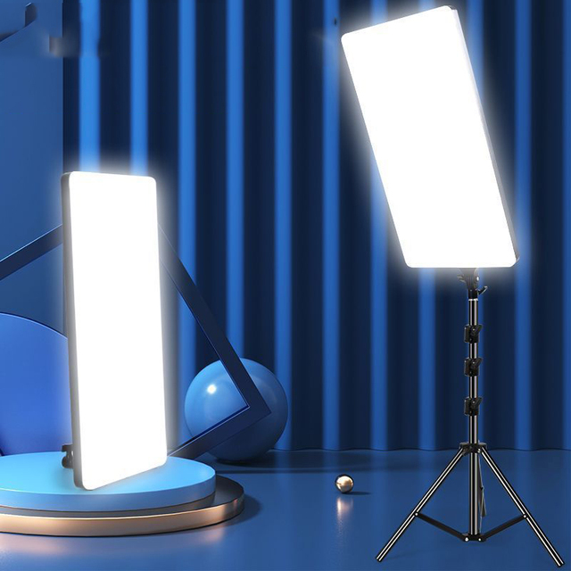Professional LED Photography Audio Lighting Kit Video Light with 2.1m Adjustable Tripod Stand for Game Streaming YouTube