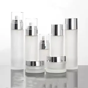 30G 50G Groothandel Custom Luxe Frosted Skincare Cosmetische Verpakking Rose Gold Fles Een Set