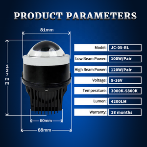 Projecteur de phare antibrouillard JC-05-RL à haute luminosité et super pénétration, 120W, 3 pouces, lentille de projecteur (type arc), LED antibrouillard/lumières de conduite - Product Image 5