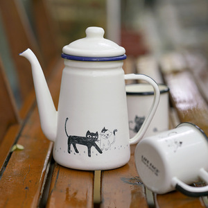 Bouilloire à café <span class=keywords><strong>Kalita</strong></span> en émail, pot à thé au lait, pot à huile, pot à vinaigre, bouilloire à thé rafraîchissante, accessoires de cuisine, 0,6 L, 1,2 L, en vente - Product Image 4