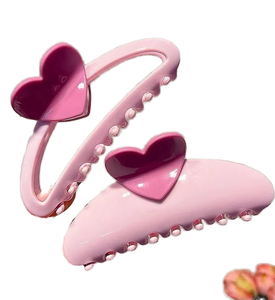 Amour personnalisé en forme de coeur <span class=keywords><strong>grande</strong></span> pince à cheveux pour femmes 13CM Jumbo gros accessoires de cheveux en acrylique saint valentin conception rose doux - Product Image 1