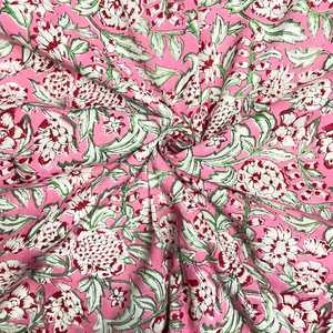 Tissu en coton peigné de qualité supérieure fait main |   Voile indien non tissé, doux, respirant et léger |   Tissu pour robe Kurti à carreaux floraux - Product Image 1