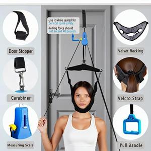 Appareil de traction cervicale à domicile, à fixer sur la porte, avec échelle de mesure, pour soulager les douleurs cervicales - Product Image 1