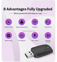 Convertisseur Android Auto CP86B 2 en 1 Wifi Plug and Play, dongle audio vidéo USB pour voiture, adaptateur CarPlay filaire vers sans fil pour iPhone