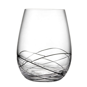 Copa de Vino de Cristal Grabada con Líneas Negras OEM, Copa de Primera Calidad sin Plomo para Uso Doméstico y Comercial - Product Image 2