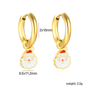 Christmas Santa Claus <b>Clip</b>-on Earrings Zinc Alloy Cartoon Design Gift Jewelry - Product Image 2