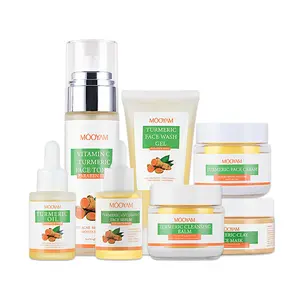OEM ODM Natural Organic Anti Aging Anti Acne Whitening Lightening Turmeric Root Cream Face Care 7PCS Turmeric Skin Care Set
