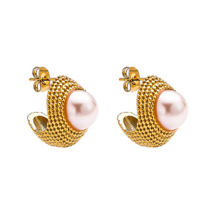 Pendientes de perlas trenzadas de acero templado de titanio para mujer, ideas de boda y regalo al por mayor a la moda - Product Image 5
