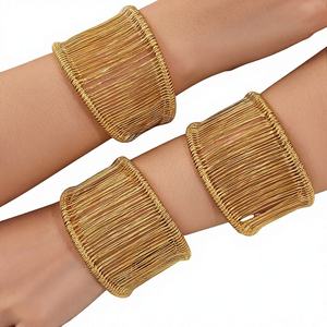 <span class=keywords><strong>Bracelet</strong></span> manchette large ouvert Enigma Li Z588 en acier inoxydable plaqué or 18 carats, bijoux de mode - Product Image 3