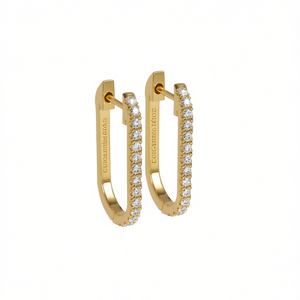 Orecchini a cerchio Cotswold Gold con diamante rotondo incastonato a canale, classici da donna per tutti i giorni E4212 - Product Image 1