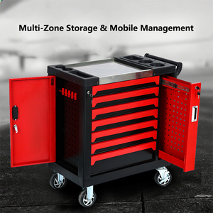 <span class=keywords><strong>ตู้</strong></span>เก็บเครื่องมือแบบมีล้อเลื่อน 7 ลิ้นชัก พร้อมตู้ข้าง ระบบป้องกันการล้ม และพื้นผิวสแตนเลส สำหรับโรงรถหรือห้องทำงาน - Product Image 1