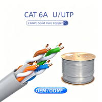 Cable de Red UTP Cat6a, Conductor Sólido, Cable Ethernet para Interiores, Cobre Puro, PVC, 23AWG, Compatible con TIA/EIA 568, 10GBase-T