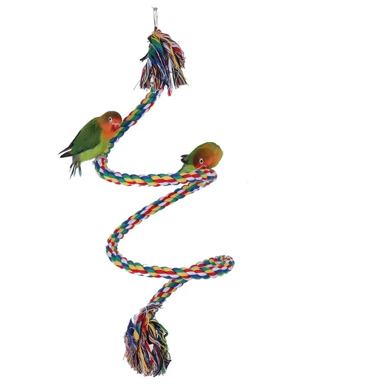 Pet Birds Parrot Toys Cockatoo Parakeet Bird Swing Budgie Cotton Climbing Rope Standing Rod for Pet Playing Toy