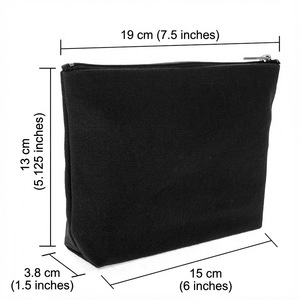 Canvas <b>Makeup</b> Bag 19x13x3.8 Cm Large Capacity Portable Travel Cosmetic <b>Case</b> Black White Customizable - Product Image 1