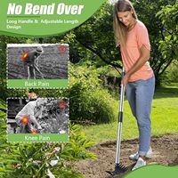 Houe Garden Tool Râteau de désherbage Combo pour déraciner l'outil d'extraction de mauvaises herbes avec longue poignée pour lit de fleurs de cour