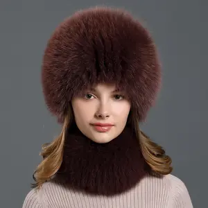 Fox Hair Hat Women's Bib Set New Winter Korean Fashion Fur Hat Outdoor Travel Thickened Ear Protection Hat