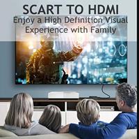 Adaptador Compuesto Portátil 1080p con Cable de Alimentación USB, Convertidor PAL/NTSC SCART a HDMI para TV STB/DVR VCR para HDTV