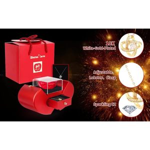 Rosa Roja Preservada con Collar y Caja de Joyería para Regalo del Día de San Valentín para Novia, Esposa, Mamá, Set de Regalo de Lujo Hecho a Mano - Product Image 2