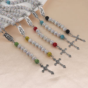 Kalung rosario kustom kalung bisbol Bling Bling Discoball keramik lembut kualitas tinggi enam lapis - Product Image 2