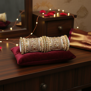 Beautiful Kundan Pearl and Meenakari Openable <b>Bangles</b> <b>Set</b> Designer Premium Jewelry for Wedding and Party Wear - Product Image 3