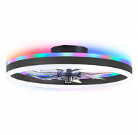 Lampu Kipas Plafon LED RGB Terbaru dengan Kontrol Aplikasi Jarak Jauh, Motor DC Senyap, Kipas Pintar Profil Rendah