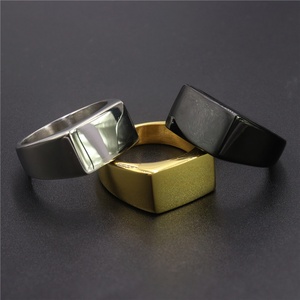 Anillos de banda abombados de acero inoxidable negro con oro de 18K, acabado pulido brillante y mate tipo espejo, para hombre, estilo vintage plateado punk, al por mayor - Product Image 4