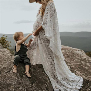 <span class=keywords><strong>Vestido</strong></span> de encaje de maternidad para mujeres embarazadas, <span class=keywords><strong>vestido</strong></span> de boda largo de talla grande - Product Image 3