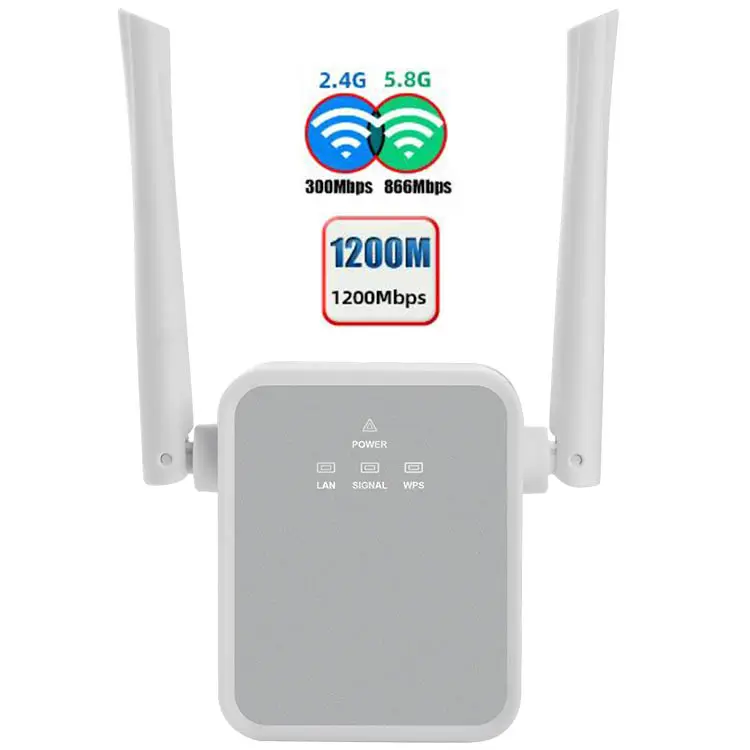 1200Mbps Long Range 2antenna WPS 2.4G 5.8G dual Band wifi signal amplifier Wireless extender wifi booster uk Americaplug