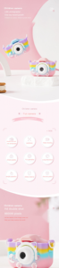 Sourcingark กล้องวิดีโอดิจิตอลแบบพกพา, กล้องวิดีโอการ์ตูนซิลิโคนฝาครอบของเล่นเซลฟี่สำหรับเด็ก X5S การถ่ายภาพไมโคร SD - Product Image 5