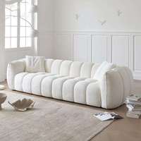 Canapé droit en tissu chenille rétro français, style moderne crème, pour petit salon de style mid-century