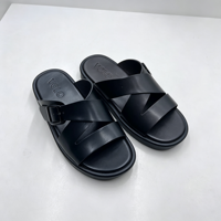 Sandales d'été pour hommes en cuir PU de haute qualité, à bout ouvert, avec lanières croisées, boucle réglable et semelle épaisse – Vente en gros