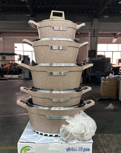 Magazzino di fabbrica uso domestico pentole-<span class=keywords><strong>Set</strong></span> di casseruole 10 pz pannelli di alluminio granito pentole <span class=keywords><strong>Set</strong></span> Mix colore - Product Image 1