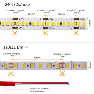 DC 12V 24V 2835 SMD 240Leds/<span class=keywords><strong>m</strong></span> 10mm 5M 10M yüksek güç yüksek lümen esnek Led ışık şeritler beyaz sıcak beyaz Led şerit dekorasyon - Product Image 5