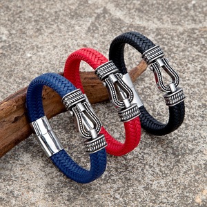 Men's Braided Leather <b>Bracelet</b> Stainless Steel Buckle 19cm 21cm 23cm Gift Jewelry Fashion <b>Bracelets</b> - Product Image 1