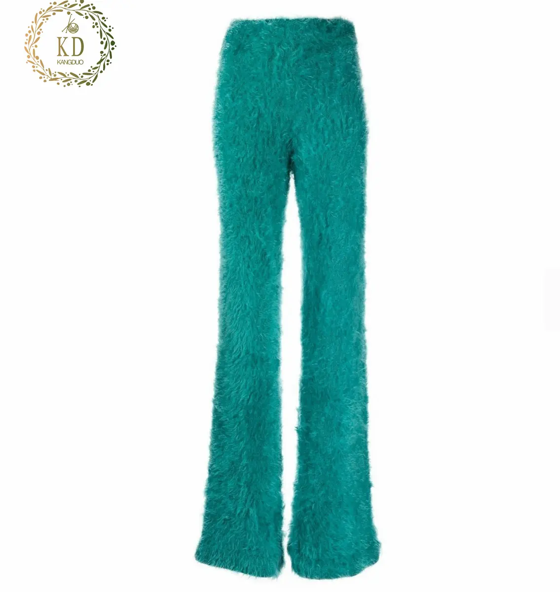 KD Knitwear Manufacturer Custom Mohair Warm Knit Pants Winter Pants Wide Leg Trousers Flared Sweatpants Men Pants