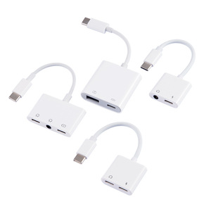 Convertidor de audio 2 en 1 de cabeza plana de cabeza redonda para auriculares tipo <span class=keywords><strong>C</strong></span> - Product Image 1