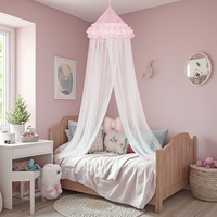 Auvent pliable portable pour jouets en peluche, forme ronde, 100% polyester, couleur blanche, rideau de lit pour enfants