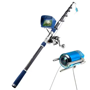 Caméra grand angle multimode haute définition Détecteur de poissons filaire portable avec canne à pêche