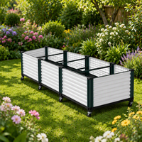 Jardinière rectangulaire en plastique tressé PP Zhongheju, style rotin, pour jardin surélevé, écologique, légère, avec roulettes et drainage