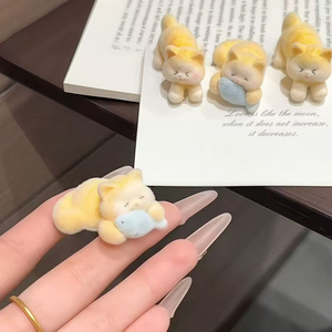 Popular Niche Design <b>Sweet</b> Yellow Small Cat Hairpin Cute Cartoon Fashionable Style Women's Hairpins Wholesale Headwear - Product Image 5